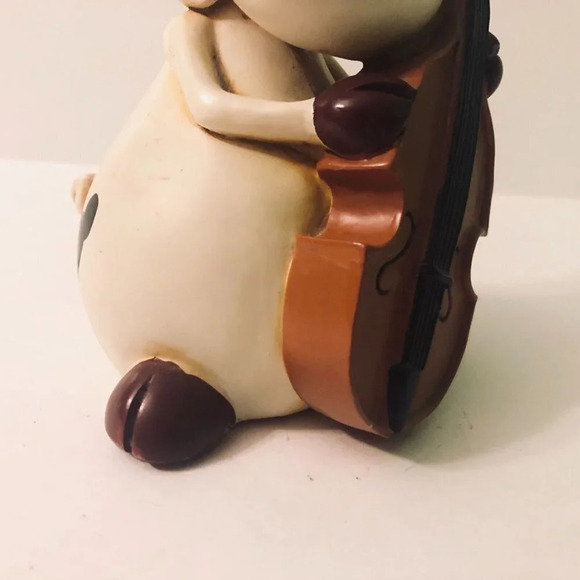 Vintage Paolo Chiari Cow Bull Playing Cello Coin Bank Figurine 5 Inch Tall - Picture 4 of 16